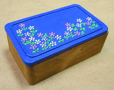 Decorative Wooden Boxes - Hand Painted Ceramic Lid